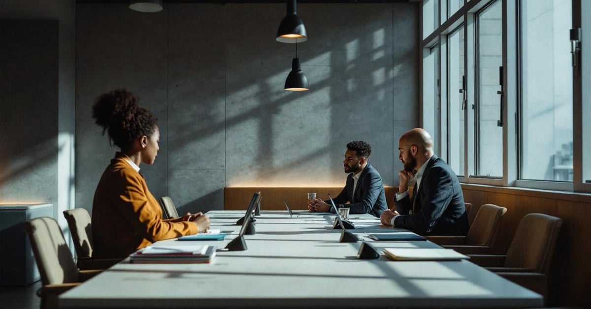 Professionnels en réunion discutant d'une convention réglementée et de ses obligations légales