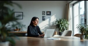 Représentation conceptuelle de l'exit tax en France avec documents fiscaux et symboles financiers