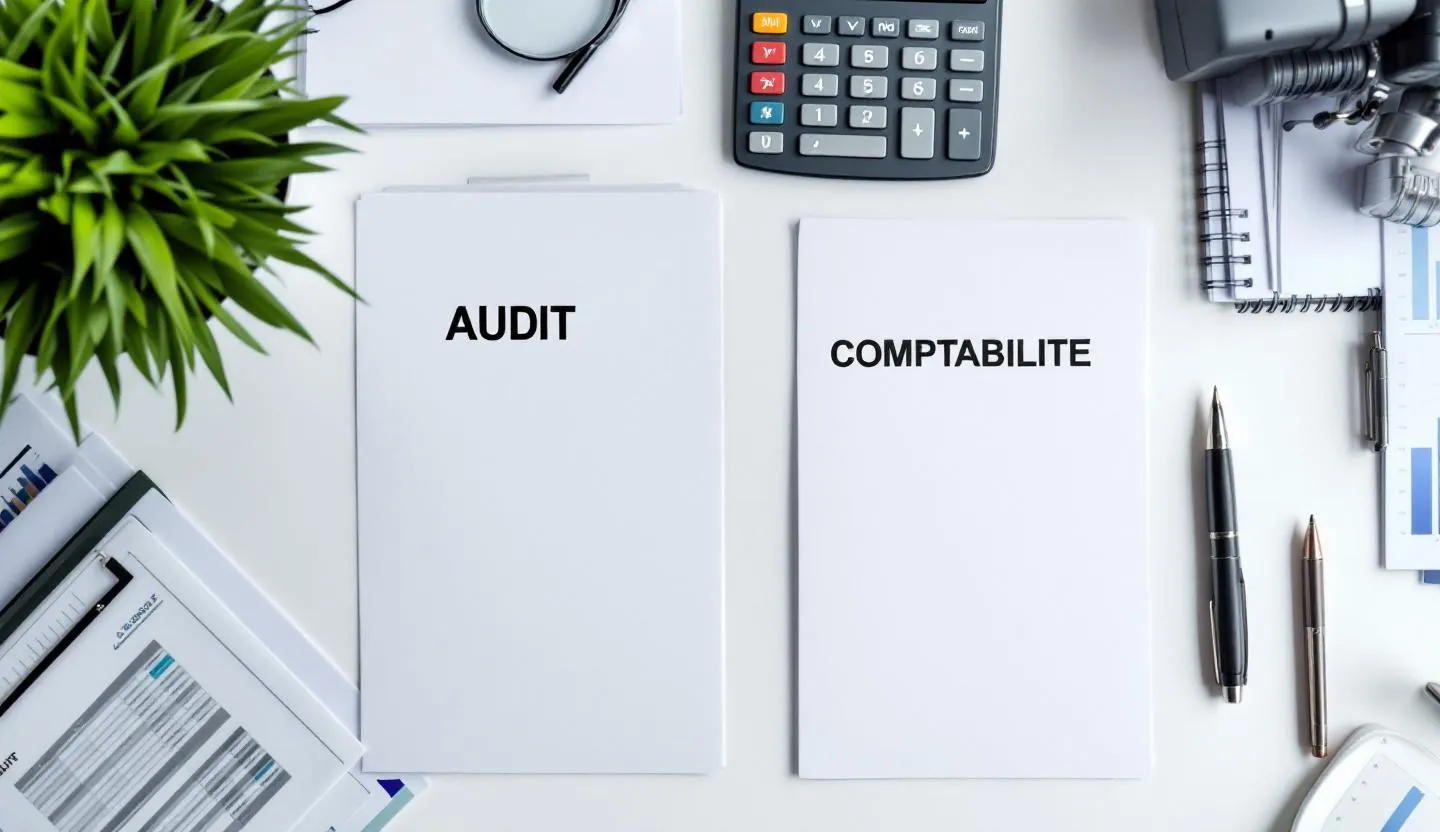 Documents professionnels illustrant les différences entre audit et comptabilité