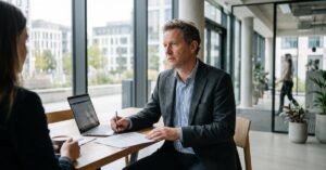 Investisseur immobilier locatif analysant un portefeuille de biens en Central Time