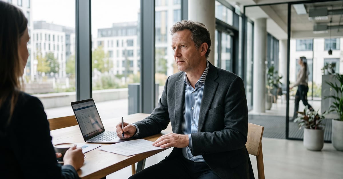 Investisseur immobilier locatif analysant un portefeuille de biens en Central Time