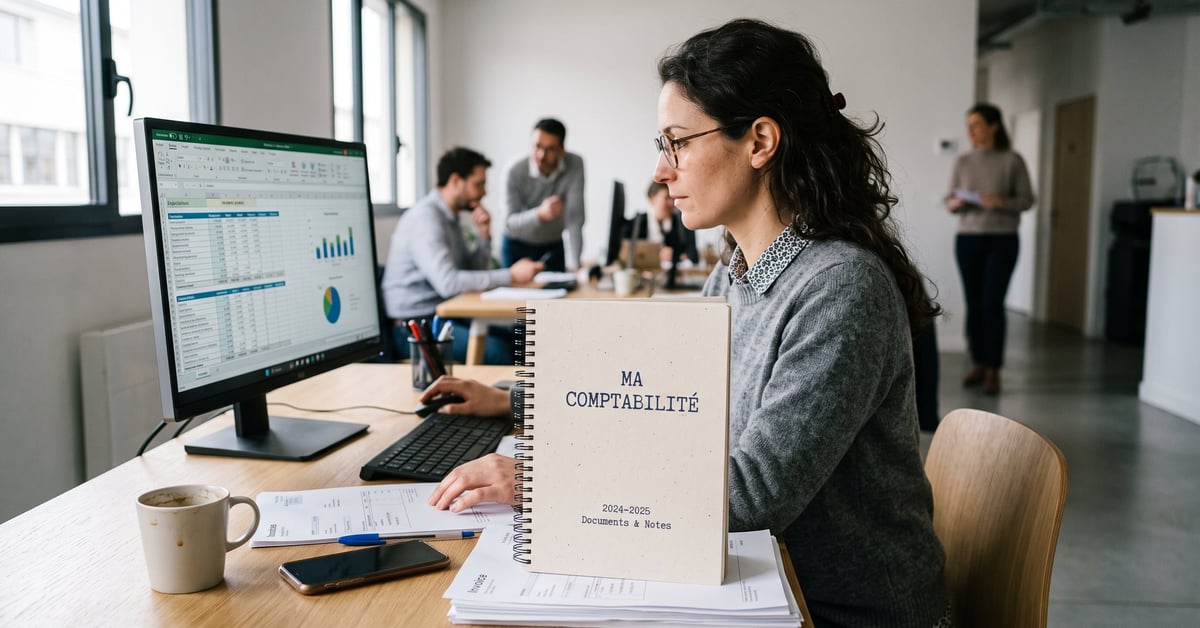Ma comptabilité simplifiée : bureau ordonné avec documents financiers et calculatrice pour gérer ses comptes