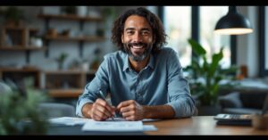 Fiscalité micro-entreprise : documents comptables et calculatrice sur un bureau moderne